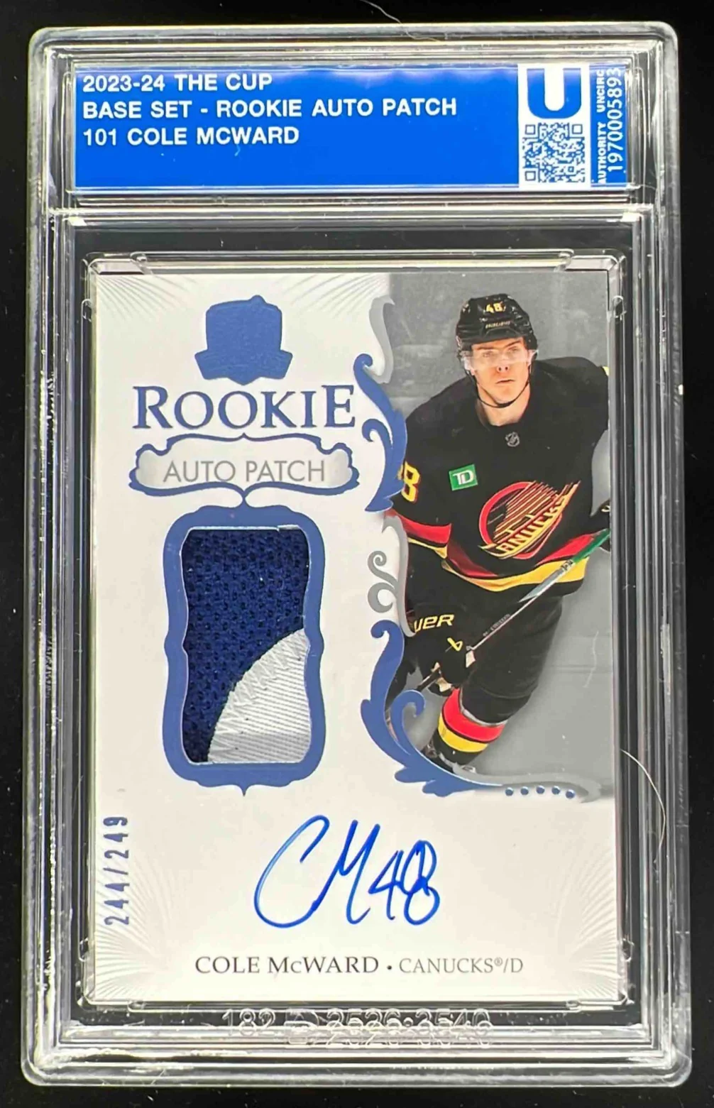 2023-24 The Cup #101 Cole McWard Rookie Patch Auto Autograph Auto /249