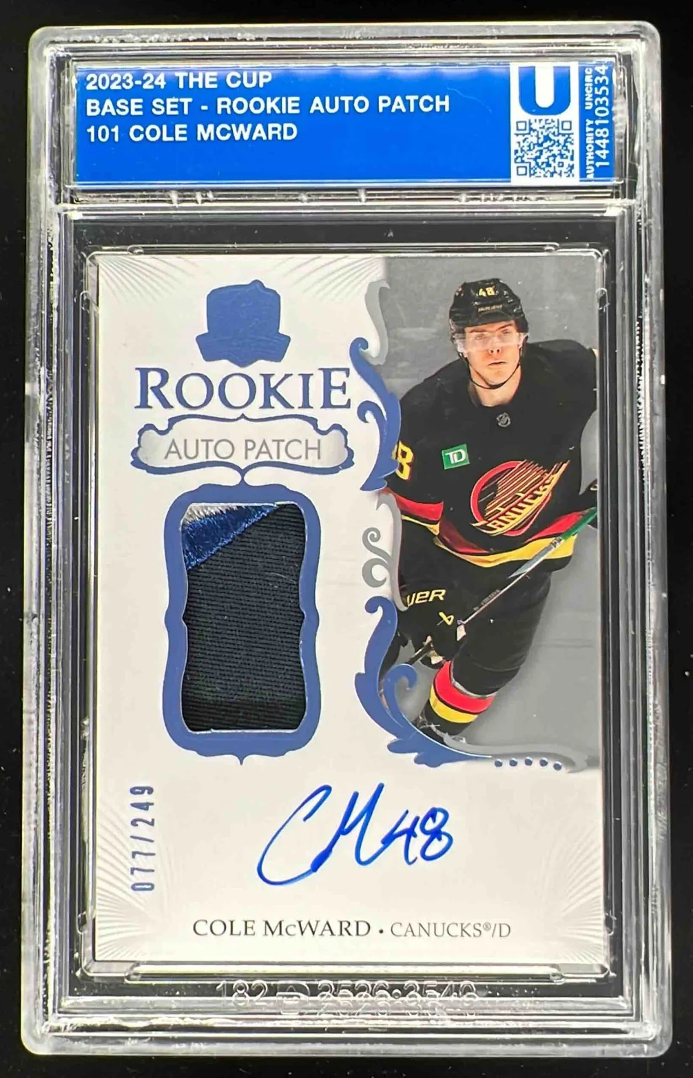 2023-24 The Cup #101 Cole McWard Rookie Patch Auto Autograph Auto /249