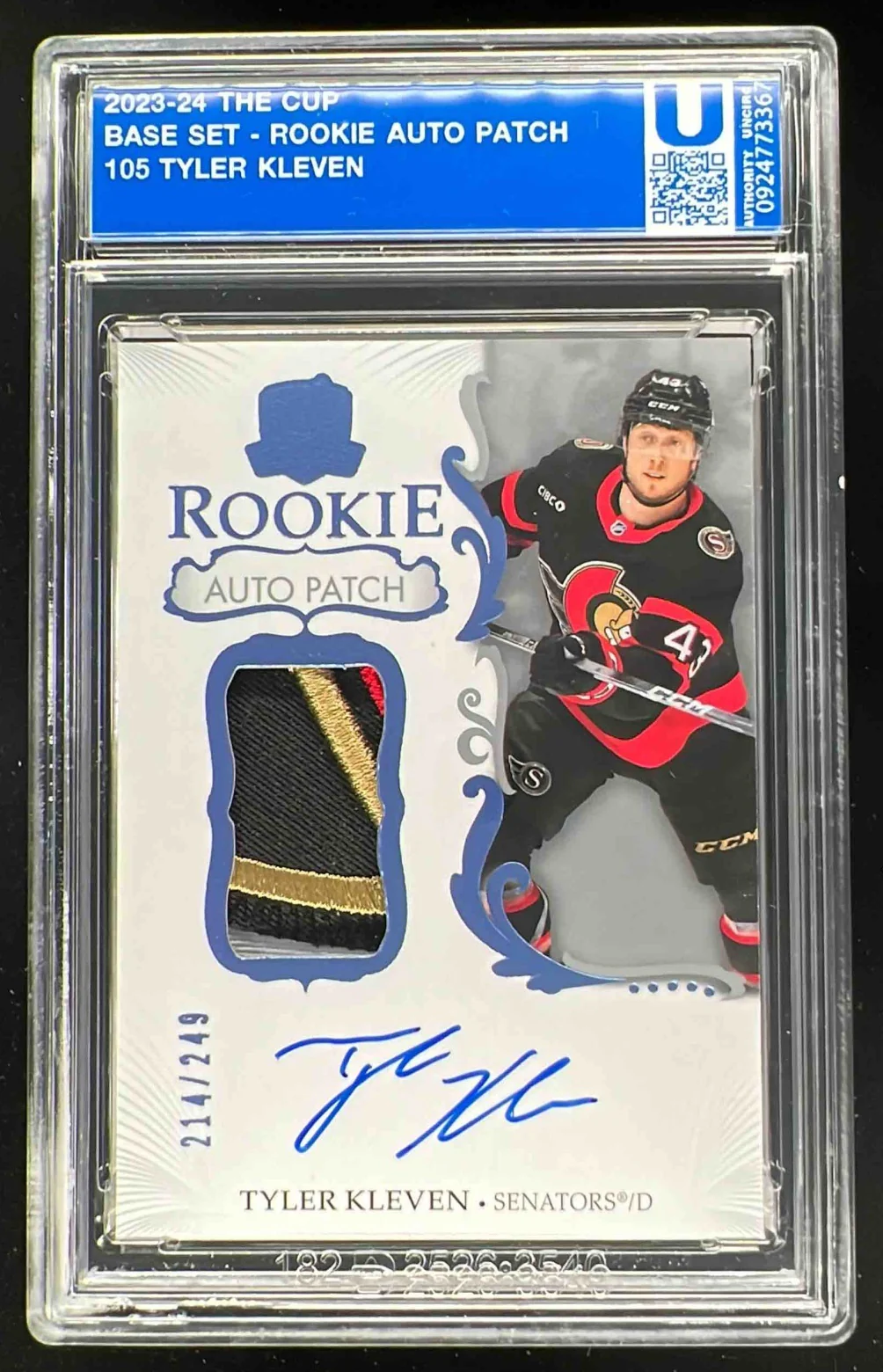 2023-24 The Cup #105 Tyler Kleven Rookie Patch Auto Autograph Auto /249