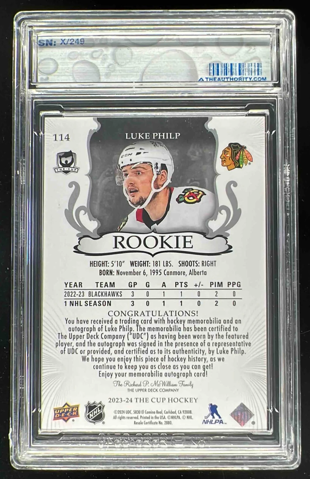 2023-24 The Cup #114 Luke Philp Rookie Patch Auto Autograph Auto /249 - Image 2
