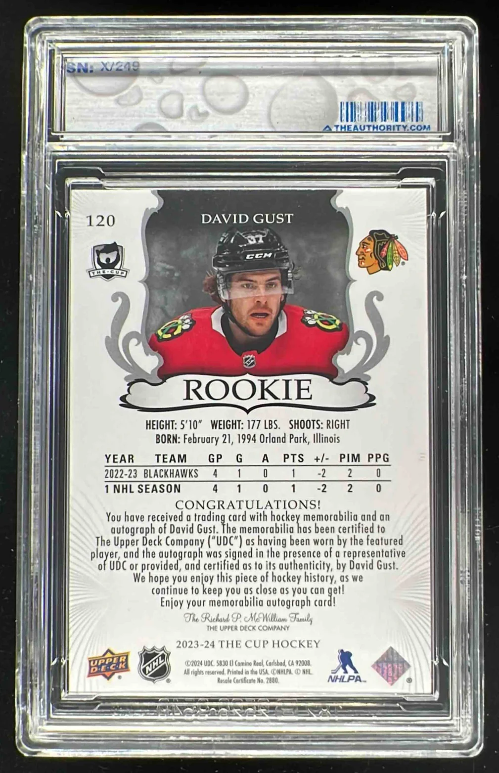 2023-24 The Cup #120 David Gust Rookie Patch Auto Autograph Auto /249 - Image 2