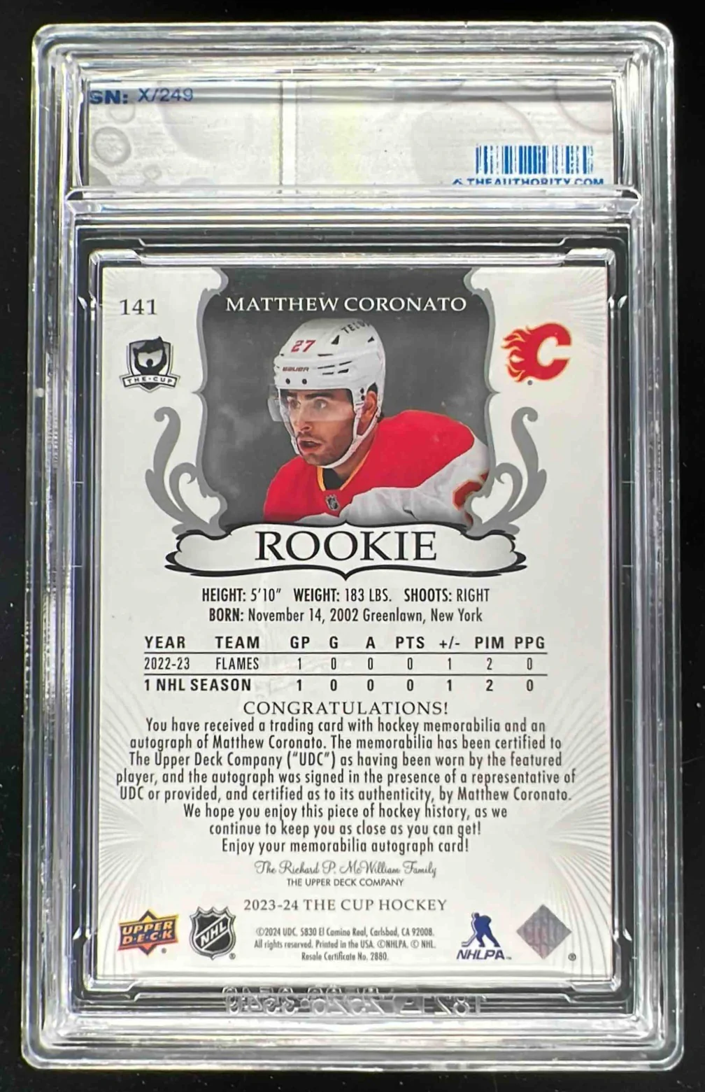 2023-24 The Cup #141 Matt Coronato Rookie Patch Auto Autograph Auto /249 - Image 2