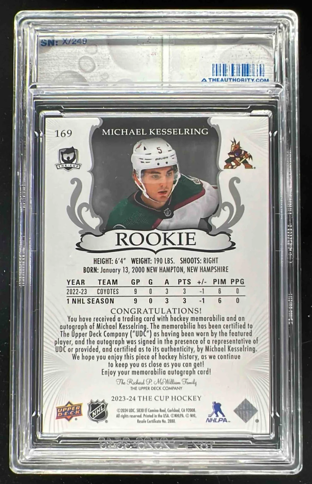 2023-24 The Cup #169 Michael Kesselring Rookie Patch Auto Autograph Auto /249 - Image 2