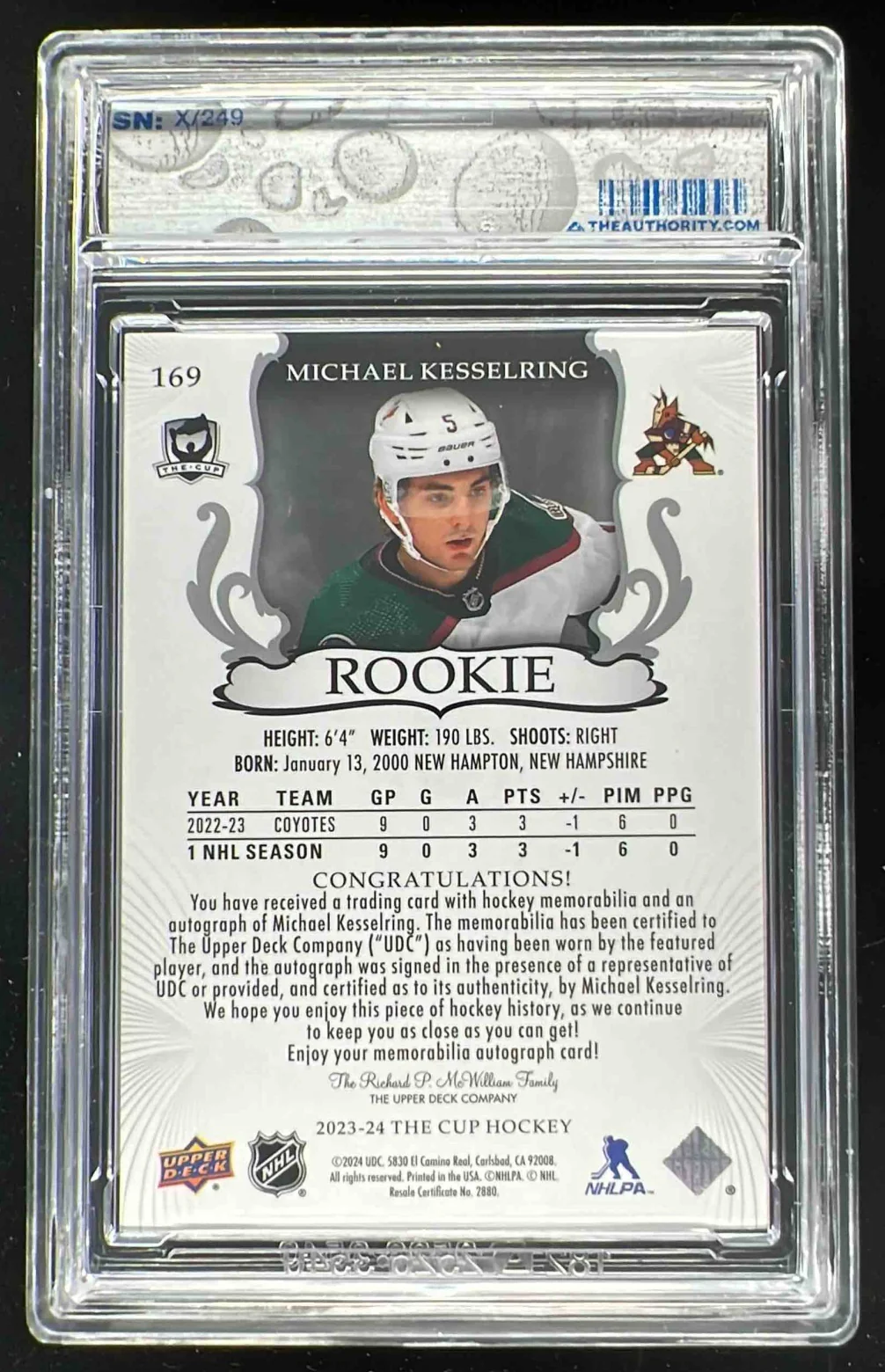 2023-24 The Cup #169 Michael Kesselring Rookie Patch Auto Autograph Auto /249 - Image 2