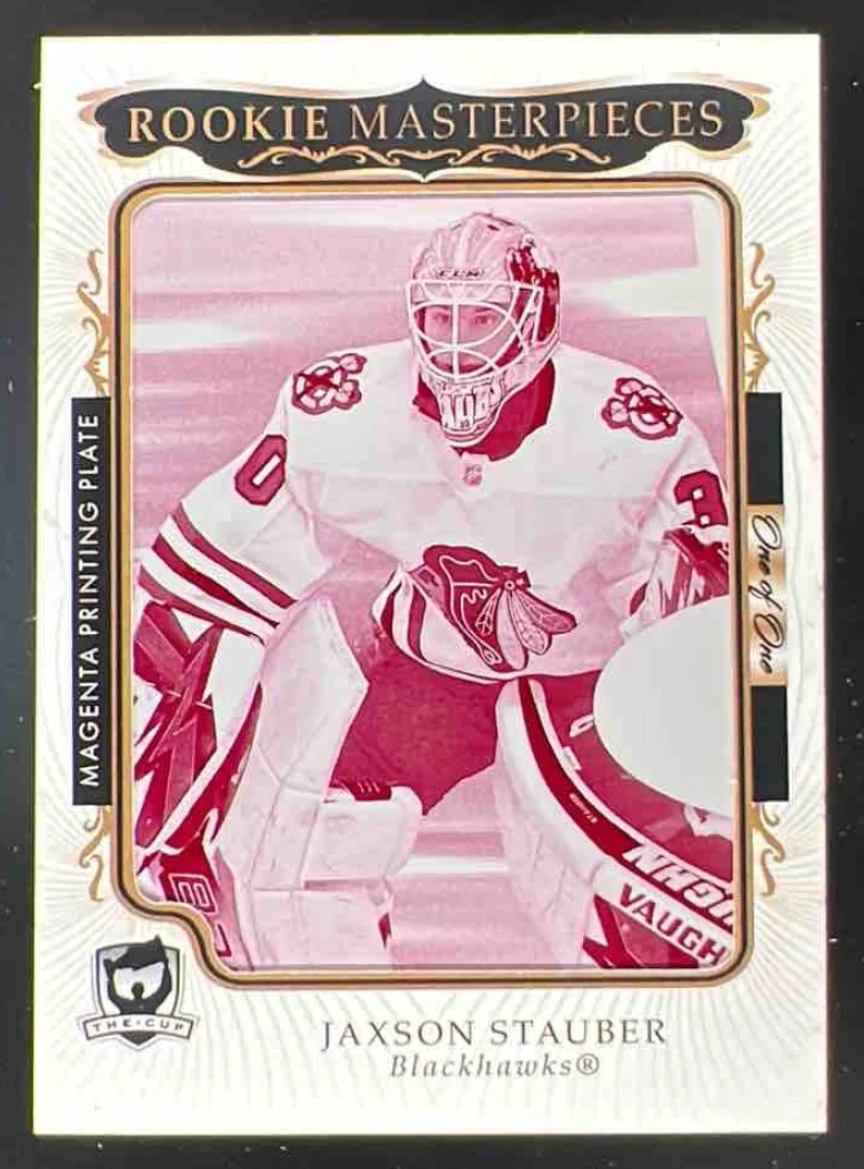 2023-24 The Cup Rookie Masterpieces Printing Plate Magenta Jaxson Stauber 1/1