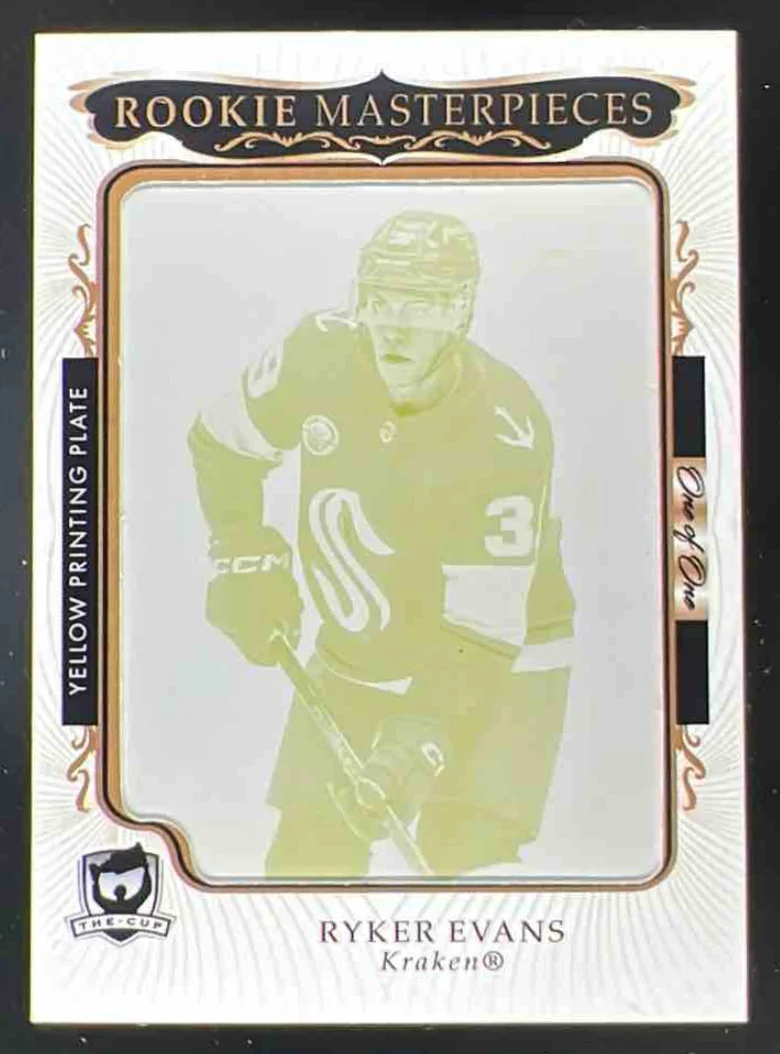 2023-24 The Cup Rookie Masterpieces Printing Plate Yellow Ryker Evans 1/1