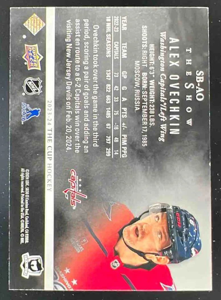 2023-24 The Cup The Show Black #SB-AO Alex Ovechkin /99 - Image 2