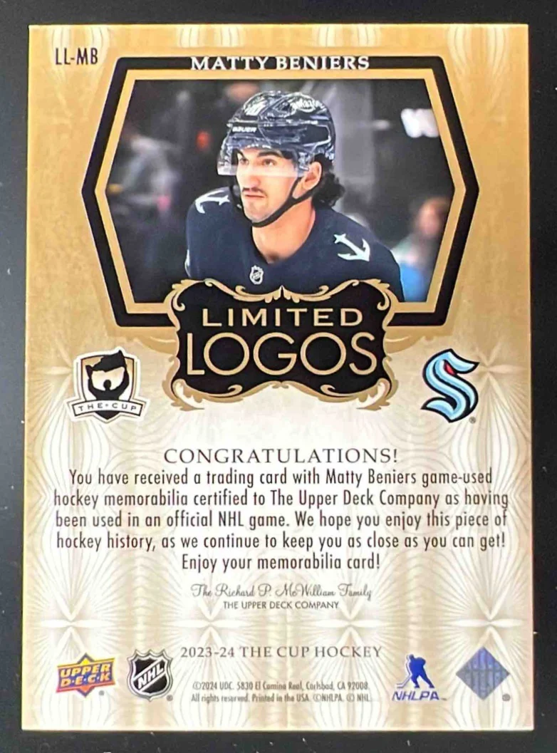 2023-24 The Cup Limited Logos #LL-MB Matty Beniers /50 - Image 2
