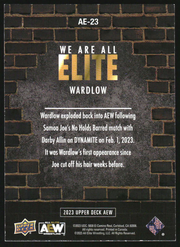 2023 Upper Deck AEW We Are All Elite Purple #AE23 Wardlow /25 - Image 2