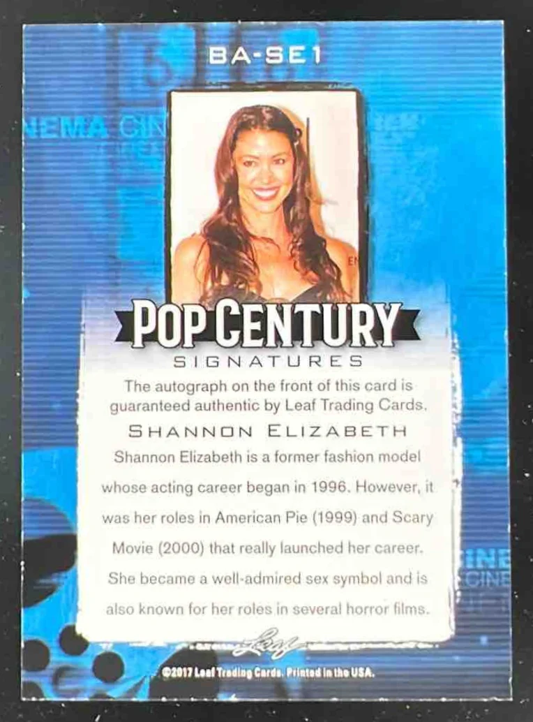 2017 Leaf Pop Century #BA-SE1 Shannon Elizabeth Auto - Image 2