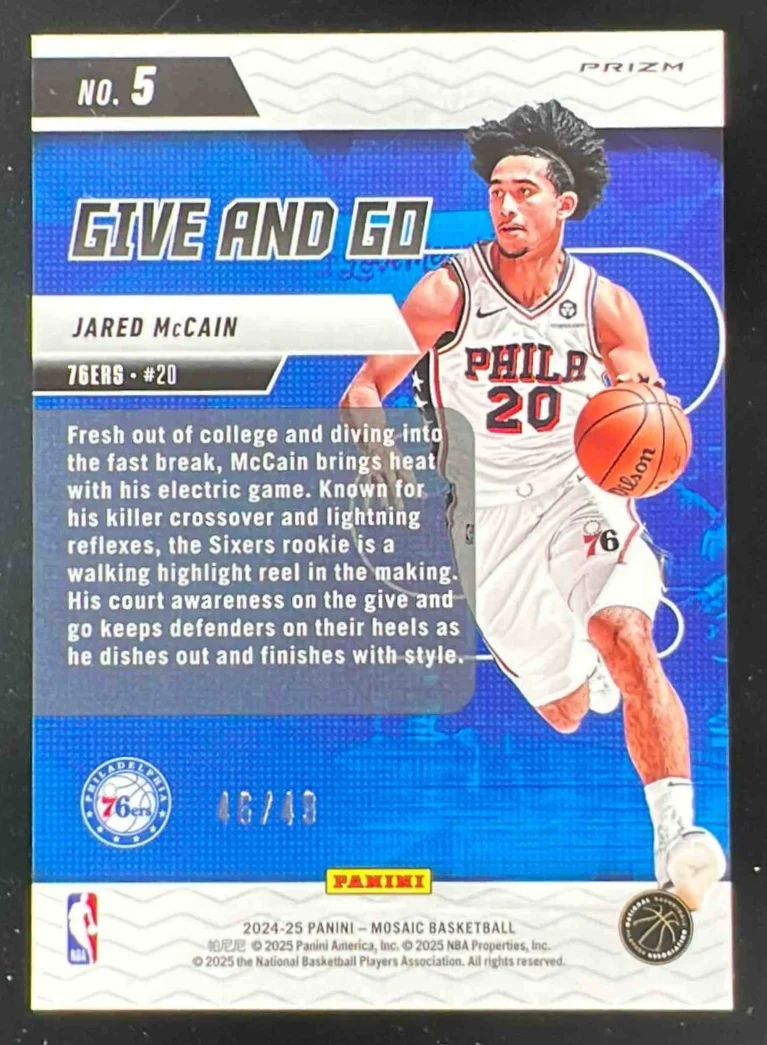 2024-25 Panini Mosaic Give N Go Orange Ice Mosaic #5 Jared McCain RC /49 - Image 2
