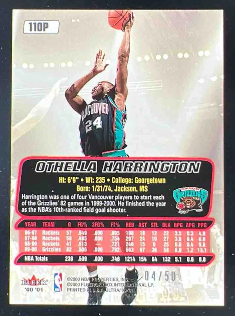 2000-01 Fleer Ultra Platinum Medallion #110P Othella Harrington /50 - Image 2