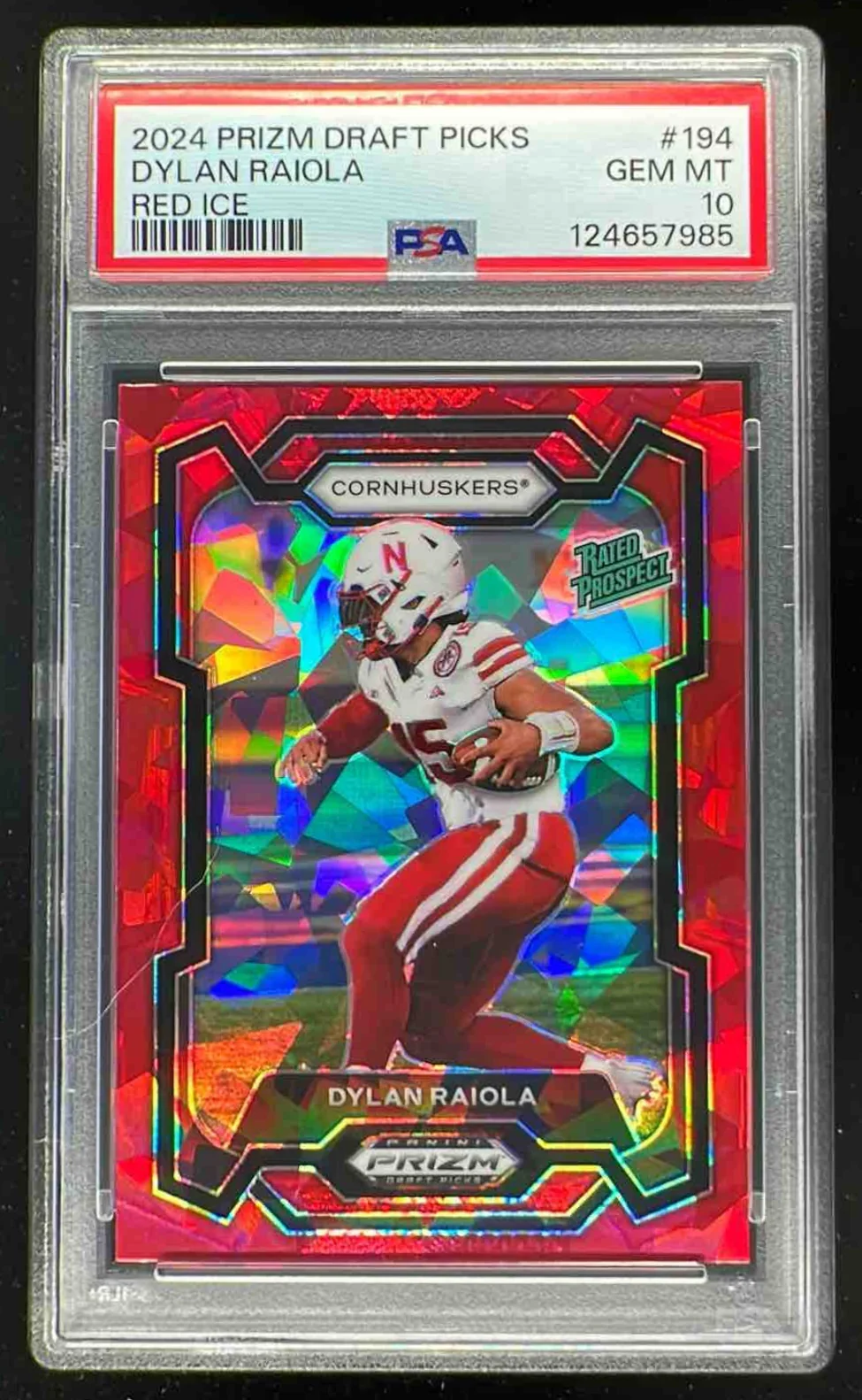 2024 Panini Prizm Collegiate Draft Red Ice #194 Dylan Raiola Prospect PSA 10