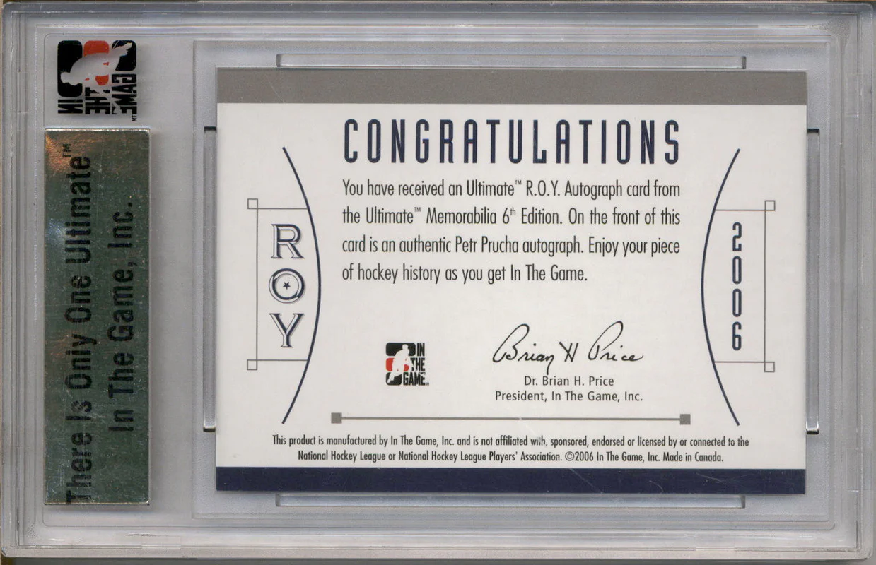 2005 ITG Ultimate ROY Auto Silver Petr Prucha /39 - Image 2