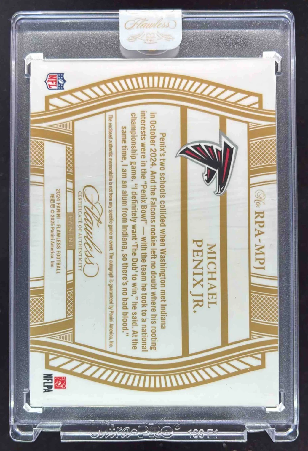 2024 Flawless Rookie Patch Autographs Silver #2 Michael Penix Jr. RC Auto /20 - Image 2