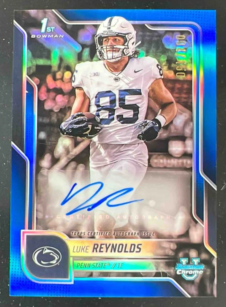 2025 Bowman Chrome University Autograph Blue Refractor Luke Reynolds Auto /150