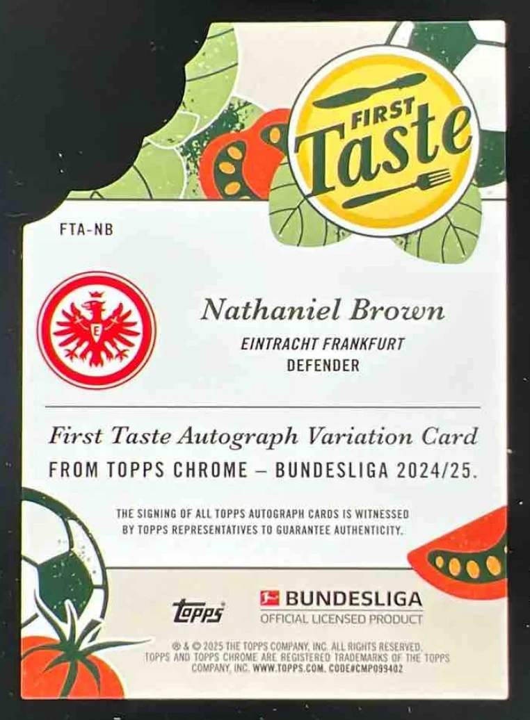 2024-25 Topps Chrome Bundesliga First Taste #FTA-NB Nathaniel Brown Auto /150 - Image 2