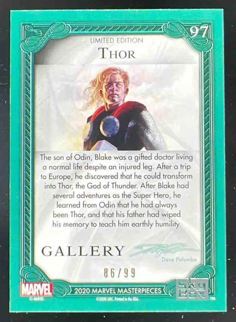 2025 Topps Marvel Comic Book Heroes 1975 Electrum Refractor #97 Thor /99 - Image 2
