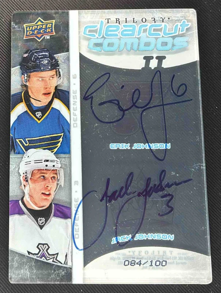 2008-09 UD Trilogy Clearcut Combos #CC2-JJ Erik Johnson Jack Johnson Auto /100
