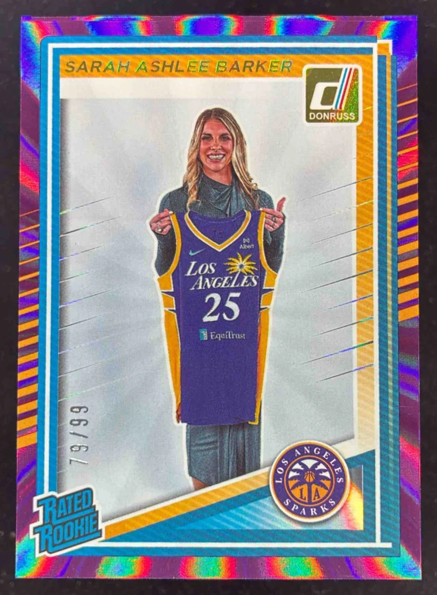2025 Donruss WNBA Rated Rookies Purple Laser #100 Sarah Ashlee Barker RC /99
